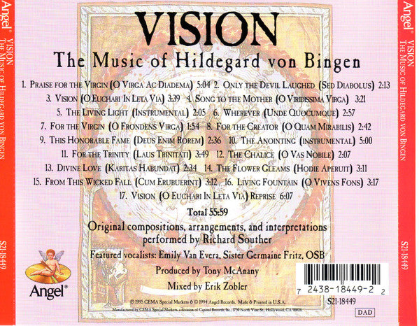 Richard Souther : Vision (The Music Of Hildegard Von Bingen) (CD, Album)
