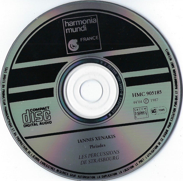 Iannis Xenakis - Les Percussions de Strasbourg : Pléïades (CD, Album)