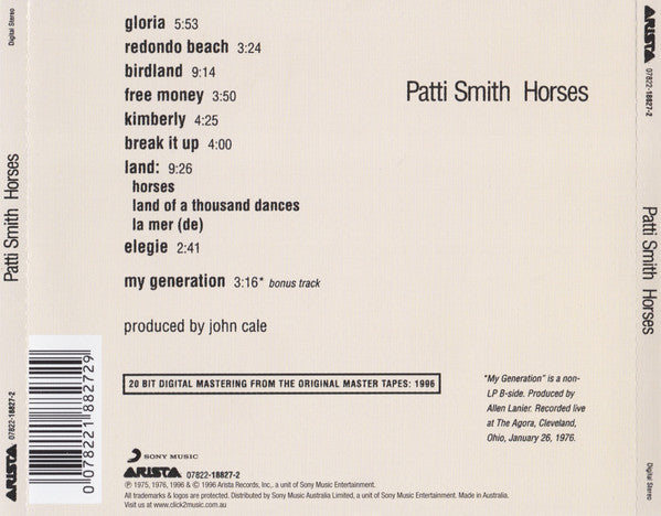 Patti Smith : Horses (CD, Album, RE, RM)