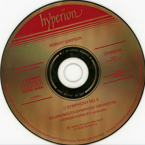 Robert Simpson (6) – Bournemouth Symphony Orchestra, Vernon Handley : Symphony No 9 (CD, Album)