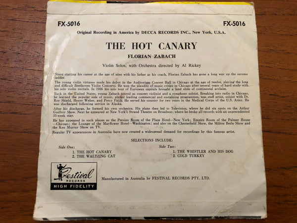 Florian Zabach : The Hot Canary (7", EP, 3 P)