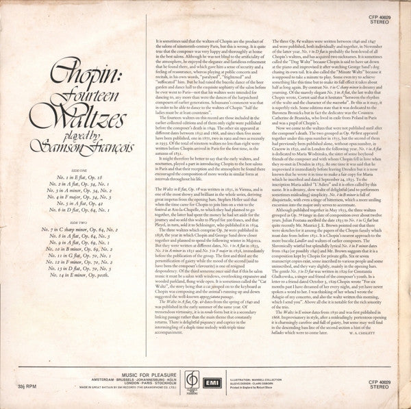 Frédéric Chopin Played By Samson François : Chopin Waltzes (LP, Album, RE)