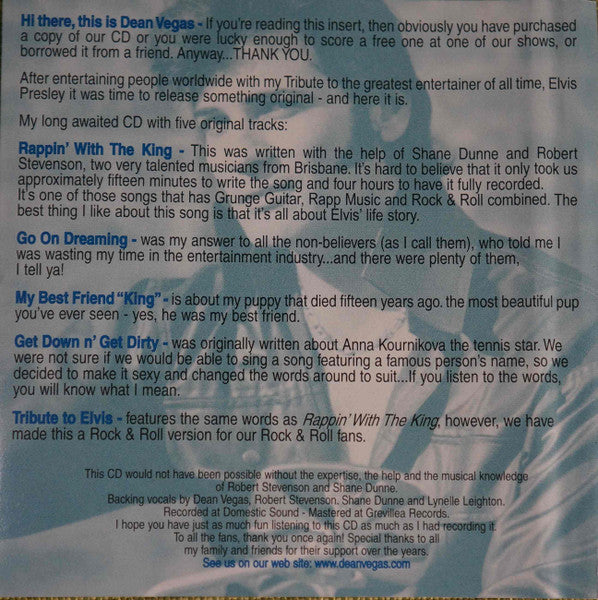 Dean Vegas : Rappin' With The King (CD, EP, Comp)