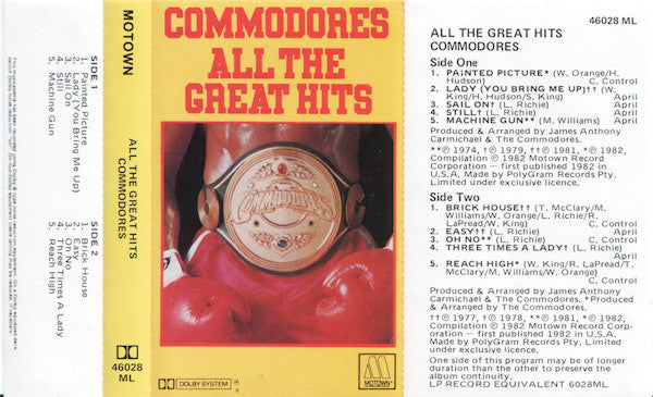 Commodores : All The Great Hits (Cass, Comp)