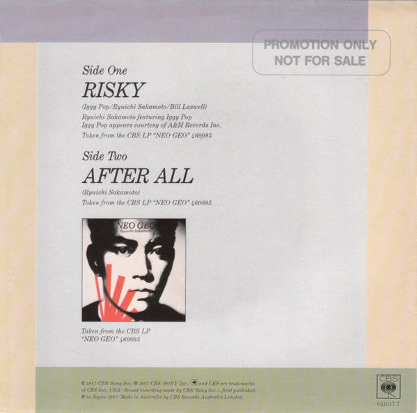 Ryuichi Sakamoto Featuring Iggy Pop : Risky (7")