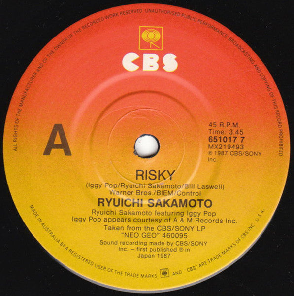 Ryuichi Sakamoto Featuring Iggy Pop : Risky (7")