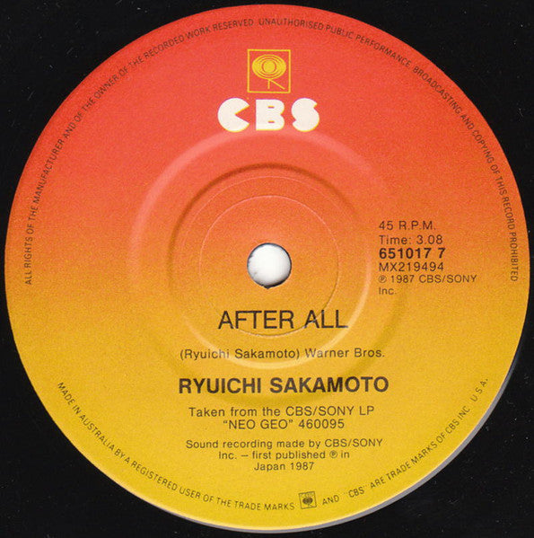 Ryuichi Sakamoto Featuring Iggy Pop : Risky (7")
