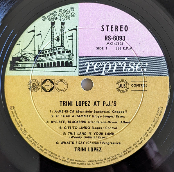 Trini Lopez : Trini Lopez At PJ's (LP, Album)