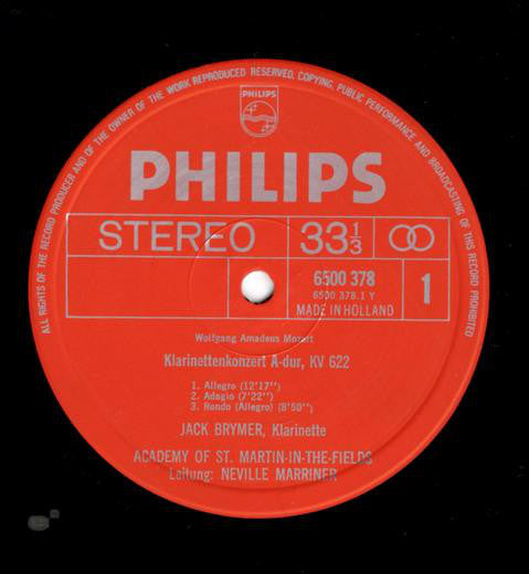 Mozart*, Jack Brymer, Michael Chapman (4), Claude Monteux, Academy Of St. Martin-in-the-Fields*, Neville Marriner* : Clarinet Concerto / Bassoon Concerto / Andante For Flute (LP)