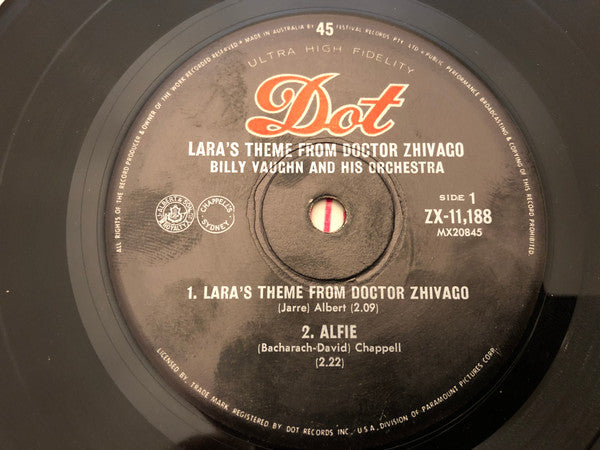 Billy Vaughn And His Orchestra : Lara's Theme From Doctor Zhivago (7", EP)