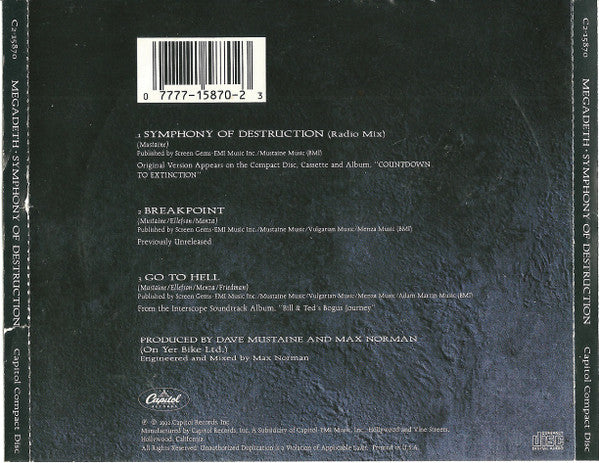 Megadeth : Symphony Of Destruction (CD, Single)