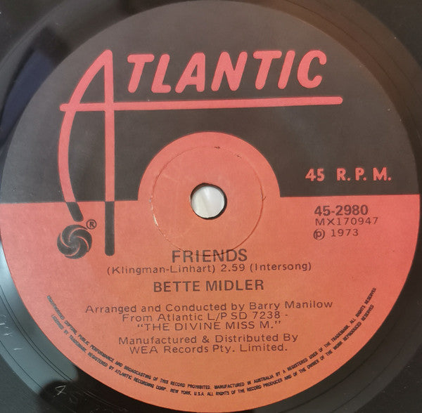 Bette Midler : Friends (7")
