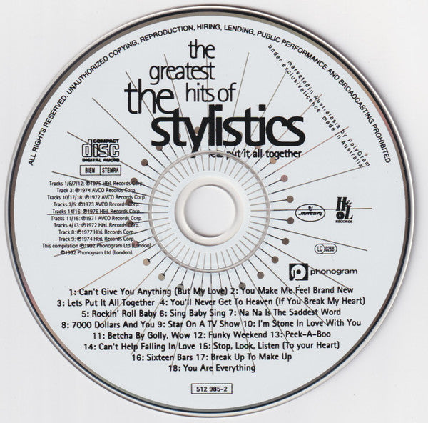 The Stylistics : The Greatest Hits Of The Stylistics - Lets Put It All Together (CD, Comp)