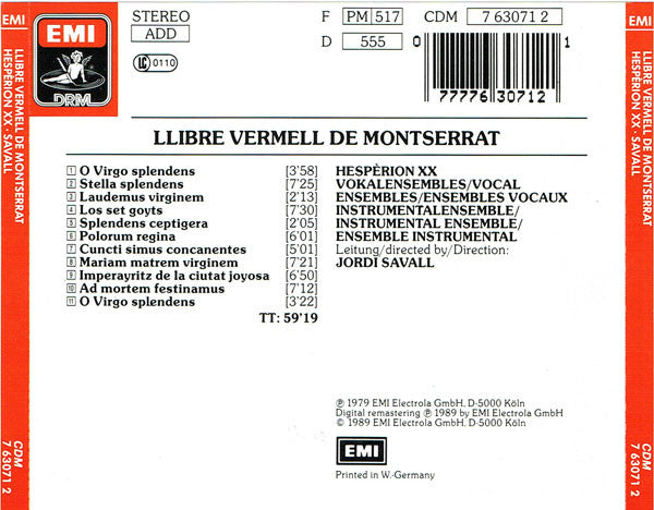 Hespèrion XX : Llibre Vermell De Montserrat (CD, Album, RE, RM)