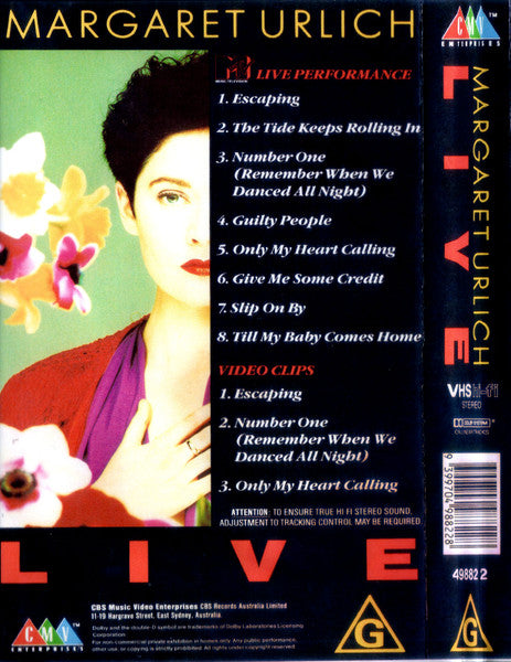 Margaret Urlich : Live (VHS)