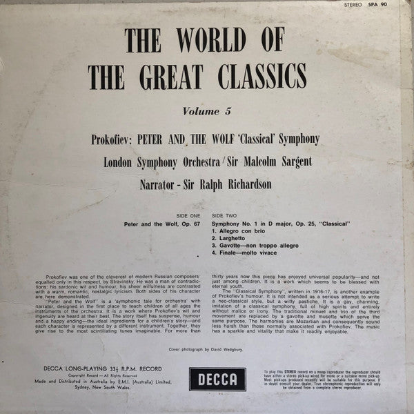 Sergei Prokofiev / Sir Malcolm Sargent, Ralph Richardson (2), London Symphony Orchestra : Peter And The Wolf (LP, Album)