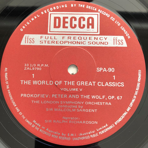 Sergei Prokofiev / Sir Malcolm Sargent, Ralph Richardson (2), London Symphony Orchestra : Peter And The Wolf (LP, Album)