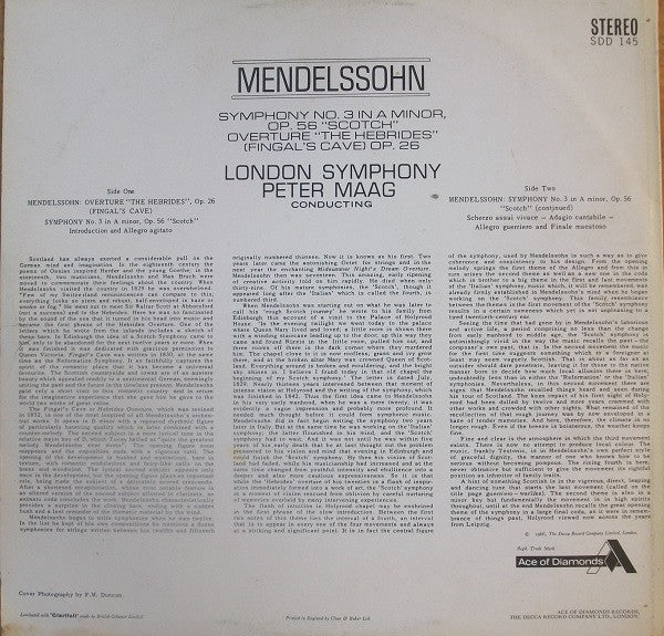 Mendelssohn*, London Symphony*, Peter Maag : Symphony No. 3 'The Scotch', Overture 'Fingal's Cave' (LP, RE, gro)