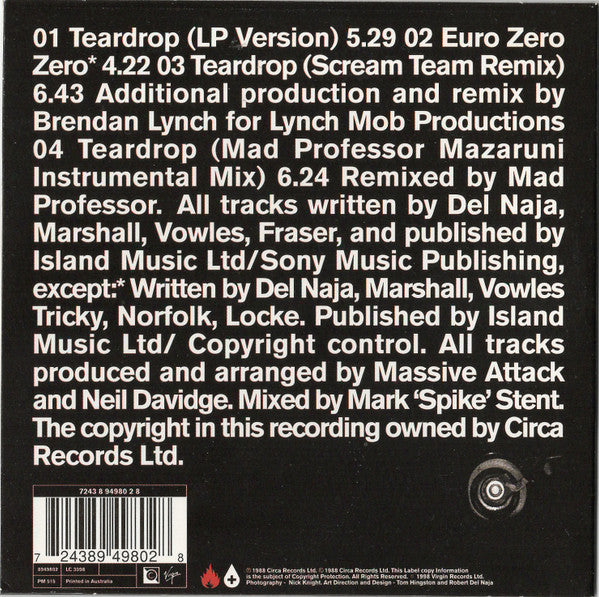 Massive Attack : Tear Drop (CD, Single, Car)