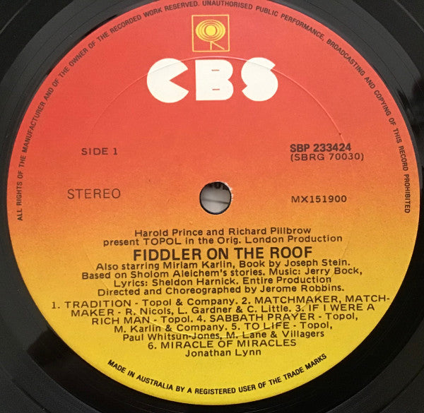 Topol : Fiddler On The Roof (LP, Album, RE)