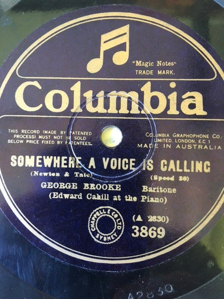 George Brooke : Vale (Farewell) / Somewhere A Voice Is Calling (Shellac, 10", 80 RPM)