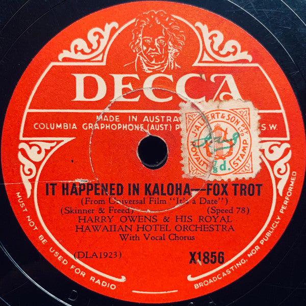 Harry Owens & His Royal Hawaiians : Rhythm Of The Islands / It Happened In Kaloha (Shellac, 10")