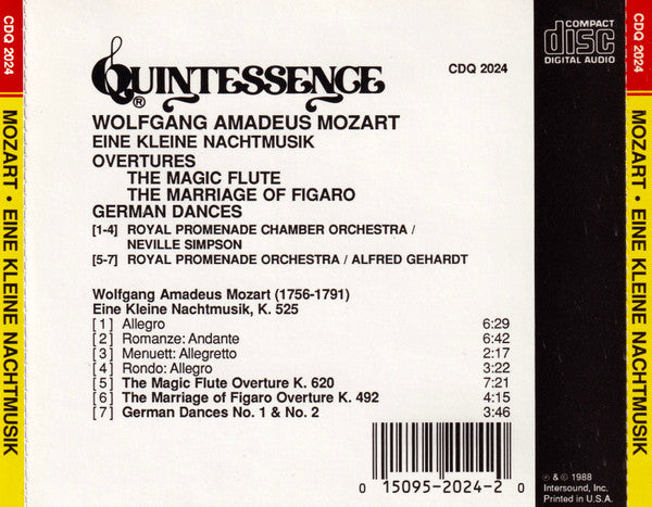 Wolfgang Amadeus Mozart : Eine Kleine Nachtmusik (CD, Comp)