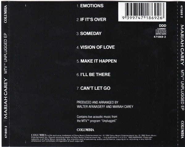 Mariah Carey : MTV Unplugged EP (CD, EP, RE)