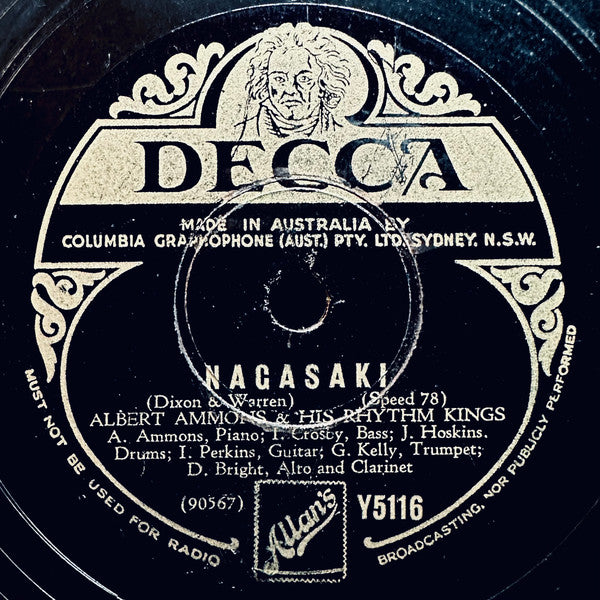 Albert Ammons & His Rhythm Kings* : Boogie Woogie Stomp / Nagasaki (Shellac, 10", RP)