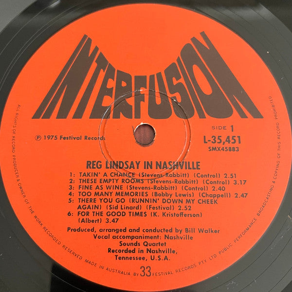 Reg Lindsay : Reg Lindsay In Nashville (LP, Album)