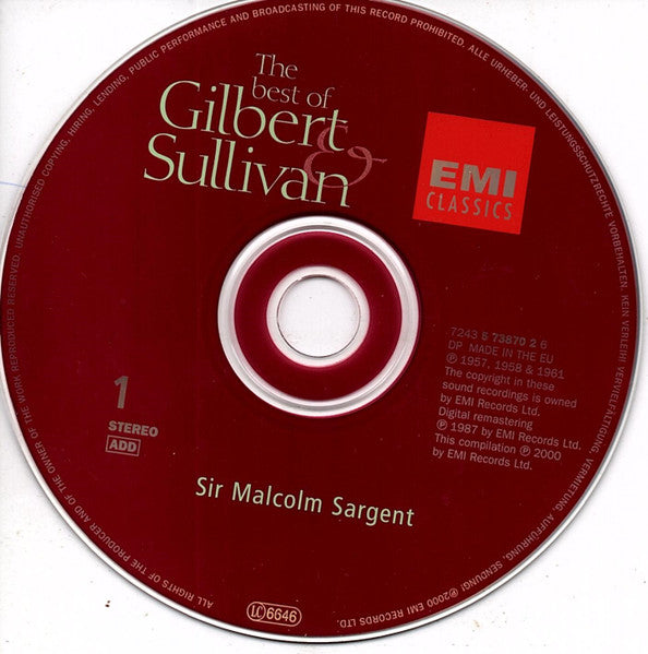 Gilbert & Sullivan Conducted By Sir Malcolm Sargent : The Best Of Gilbert & Sulliivan (3xCD, Comp)