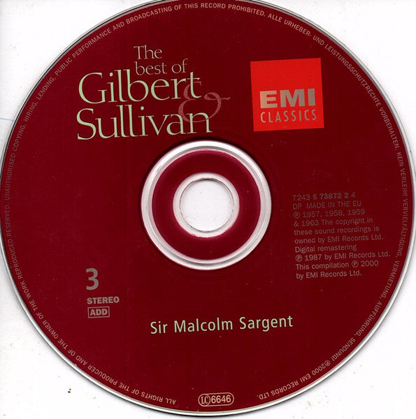 Gilbert & Sullivan Conducted By Sir Malcolm Sargent : The Best Of Gilbert & Sulliivan (3xCD, Comp)