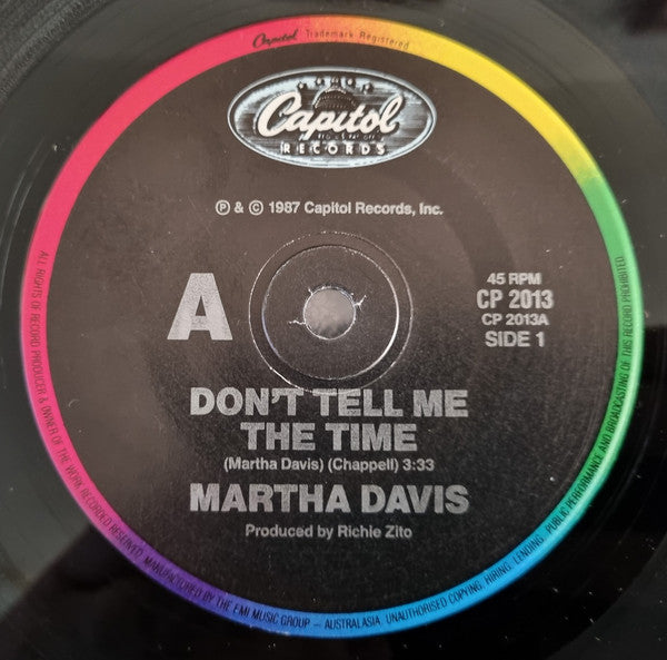 Martha Davis : Don't Tell Me The Time (7", Single)