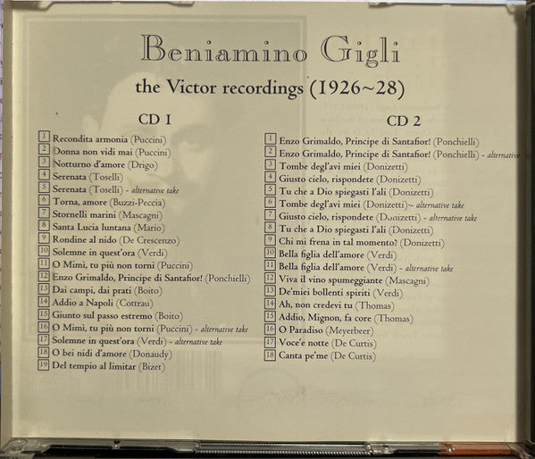 Beniamino Gigli : The Complete Victor Recordings Volume 2: (1926~28) (2xCD, Comp)