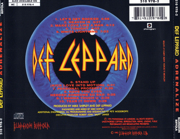 Def Leppard : Adrenalize (CD, Album)