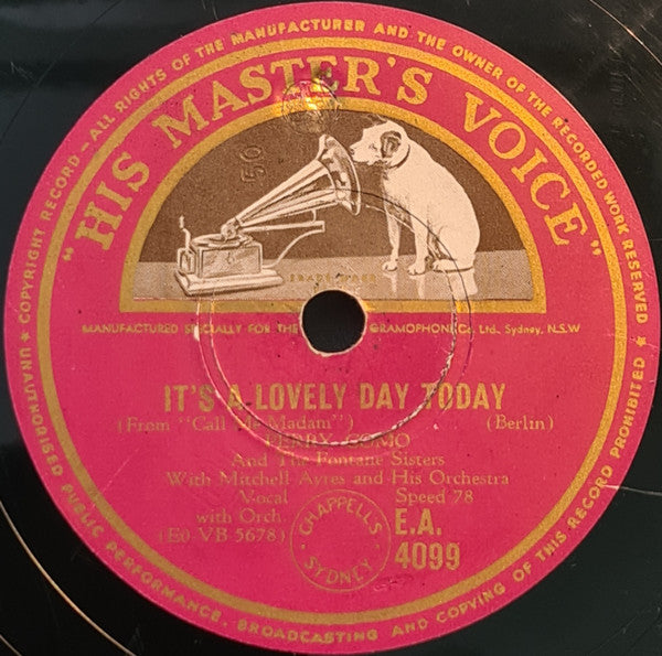 Perry Como : (I Wonder Why) You're Just In Love / It's A Lovely Day Today (Shellac, 10")