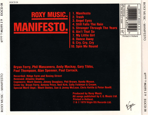 Roxy Music : Manifesto (CD, Album, RE)