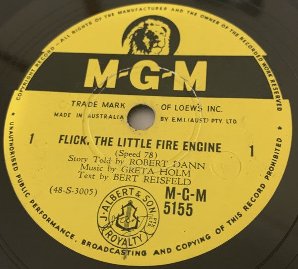 Bert Reisfeld, Greta Holm, Robert Dann : Flick, The Little Fire Engine  (2xShellac, 10")