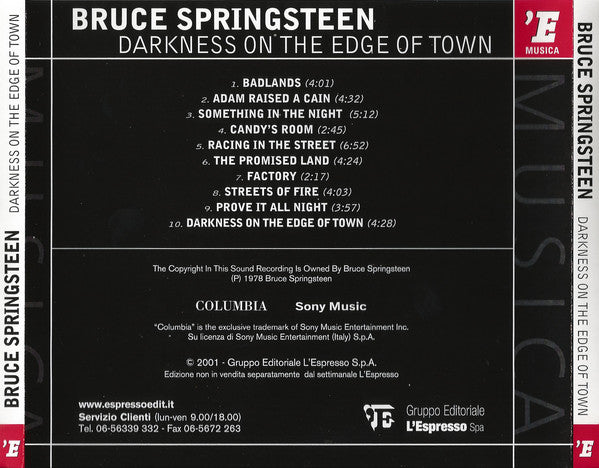 Bruce Springsteen : Darkness On The Edge Of Town (CD, Album, RE)
