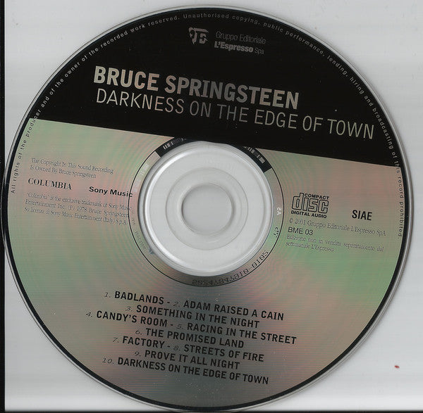 Bruce Springsteen : Darkness On The Edge Of Town (CD, Album, RE)