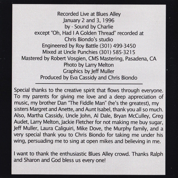 Eva Cassidy : Live At Blues Alley (CD, Album)