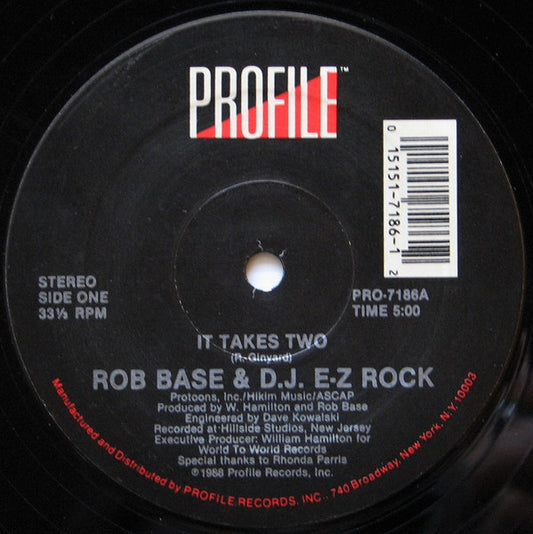 Rob Base & D.J. E-Z Rock* : It Takes Two (12", Single, SRC)