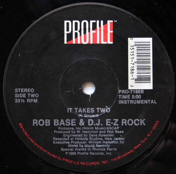 Rob Base & D.J. E-Z Rock* : It Takes Two (12", Single, SRC)