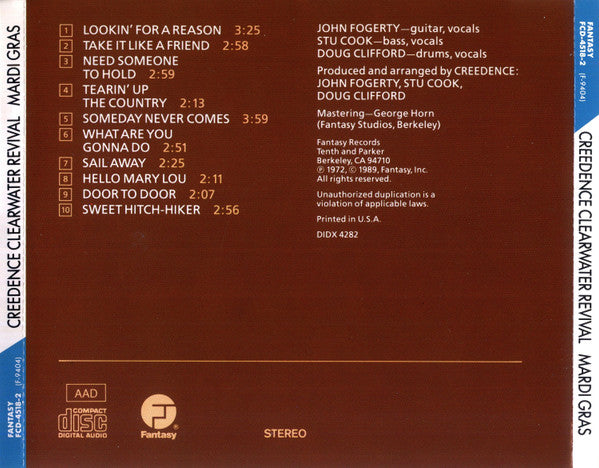 Creedence Clearwater Revival : Mardi Gras (CD, Album, RE)