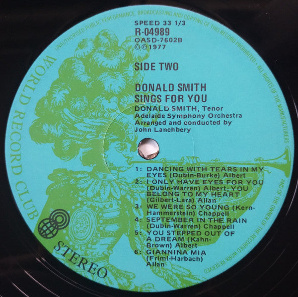 Donald Smith (10), Adelaide Symphony Orchestra Arranged And Conducted By John Lanchbery : Donald Smith Sings For You (LP, Album, Club)