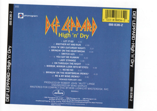 Def Leppard : High 'n' Dry (CD, Album, RE)