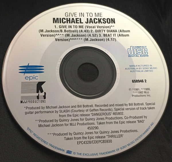 Michael Jackson : Give In To Me (CD, Single)