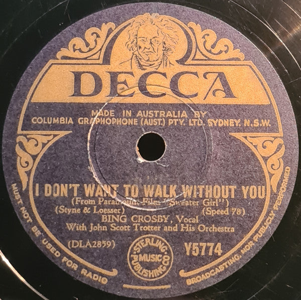 Bing Crosby : 'Til Reveille / I Don't Want To Walk Without You (Shellac, 10")