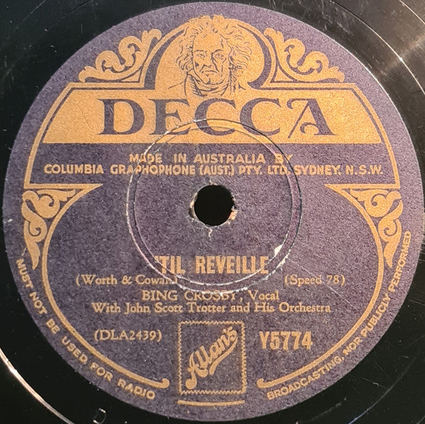 Bing Crosby : 'Til Reveille / I Don't Want To Walk Without You (Shellac, 10")