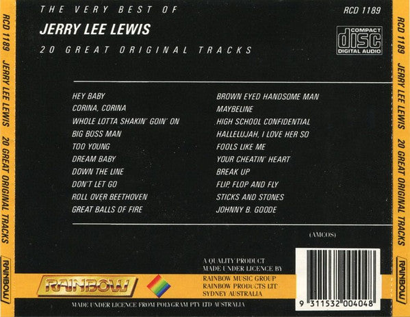 Jerry Lee Lewis : The Very Best Of (20 Great Original Tracks) (CD, Comp)